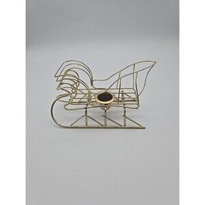 Vintage HOMCO Sleigh Candle Holder 5142-DE Gold Metal for Taper Candle Christmas